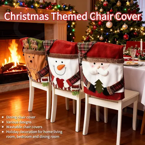 2026 Upgrade Cute Snowman Christmas Dining Chair Covers (3 pcs/set) - High-Quality Soft Washable Fabric, Stain-Resistant, All-Round Protection, Christmas Kitchen Decor for Home, Kitchen, Restaurant Fixture Accessory