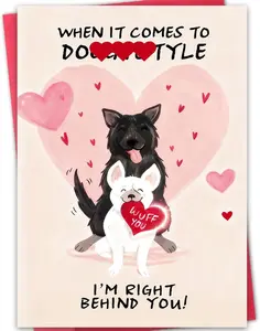 Funny Anniversary Card for Partner | Naughty Dog Joke Love Card | Risqué D*ggy Style Anniversary Greeting with Red Envelope
