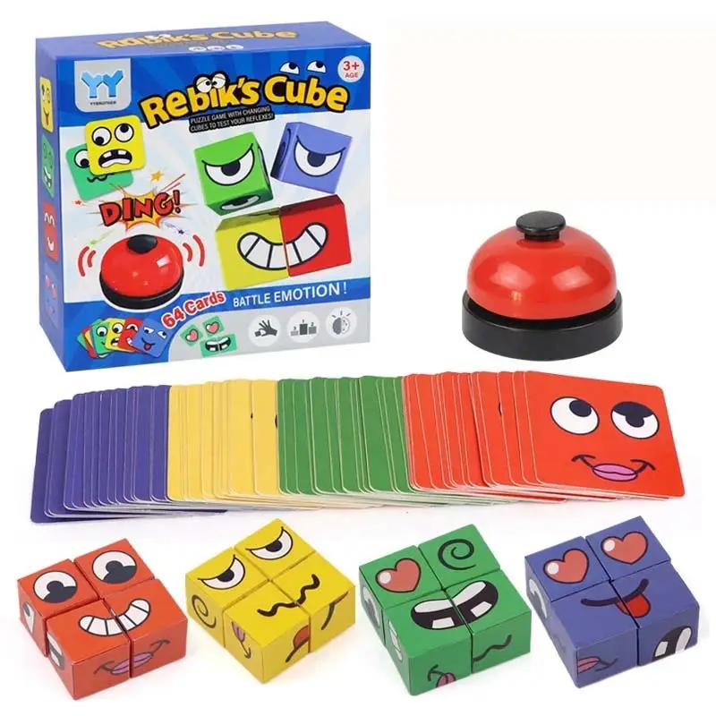 Expression Puzzle Cube, 1 Box Face Changing Cube Puzzle Toy, Parent-child Interactive Game, Early Education Toy for Kids