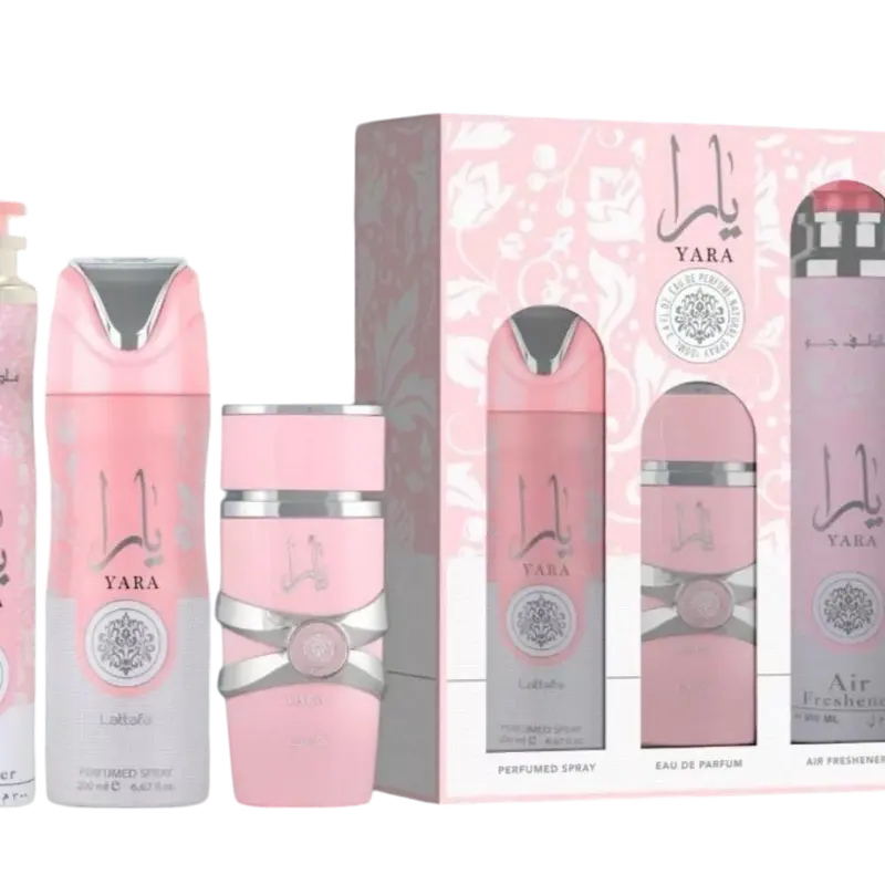 (3pc Gift Set) Yara 3.4oz EDP + 10oz Air Freshener + 200ml Body Spray by Lattafa