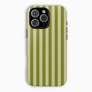 OLIVE STRIPES iPhone Case, Green Striped Design for Iphone 16 15 14 13 12 11 Pro Max Xr Aesthetic Teen Case, Phone Cover