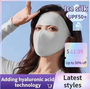 New Hyaluronic Acid Breathable Ice Silk Mask Anti-UV Traceless Riding Face Mask Sunscreen Mask Unisex UPF50+