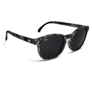 Lennon's Abby Road Sunglasses - Gray/White Zebra Pattern Frame, Dark Reflective Lenses, UV400 Protection, Lightweight No-Slip Design, Includes Cleaning Pouch