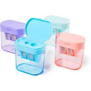 Pencil Sharpeners Manual Dual Hole Colorful Handheld Pencil Sharpener for , School, Office, 4 count
