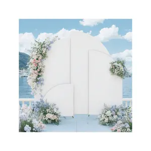 White- Set Of 4 Wedding Arch Cover, Spandex Fitted 2-Sided Backdrop Covers For Arch Stand, Half Moon Shape Arch Backdrop Stands Cover Bridal Shower Decor White