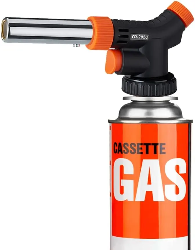 Professional Butane Culinary Torch Blow Lighter - Piezo Ignition Technology, Adjustable Flame Shape & Strength, 360-Degree Reverse Use, Fits Any Brand of Butane Gas, Kitchenware Bakeware Tool for Creme Brulee, Arts and Crafts (Fuel Not Included)