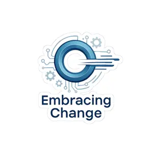 Embracing Change logo Kiss-Cut Sticker | Tech gears circuit design