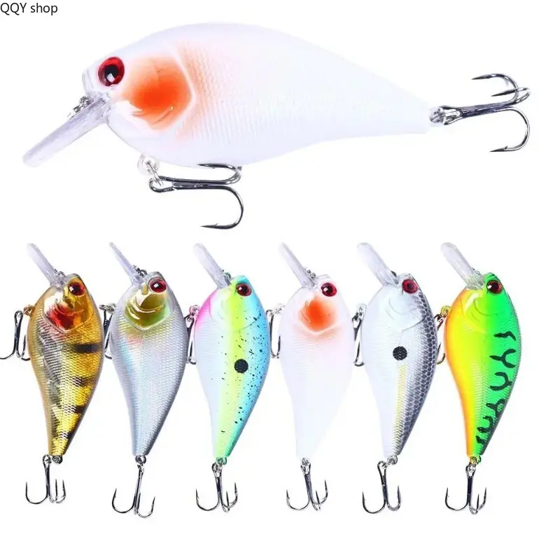 6Pcs Topwater Fishing Lure Set, Lifelike Artificial Hard Bait with Sharp Treble Hooks, Floating Realistic Angling Tackle, Durable Lightweight Fishing Accessories, Universal Outdoor Fishing Supplies for Freshwater and Saltwater Angling