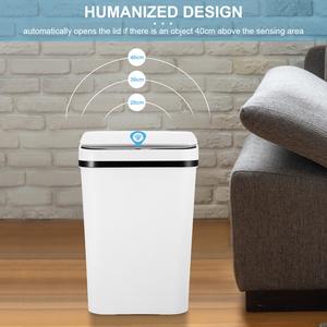 Automatic Touchless Garbage Can 12L Small Motion Sensor Smart Trash Bin for Bedroom Bathroom Office Living Room Kitchen Home Household Suppliers - Restroom