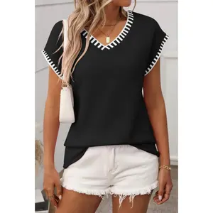 Casual V-Neck Knit Top