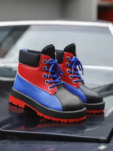 Men's Classic High-Top Patchwork Design Boots for Fall & Winter, PU Leather Rubber Waterproof Anti-Slip Enhanced Traction, American Retro Style, Outdoor Casual Streetwear Footwear
