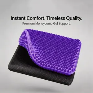 Double Thick Gel Seat Cushion, Honeycomb Chair Pad, Back & Tailbone Pain Relief, Ergonomic Cooling, Non-Slip Orthopedic Cushion