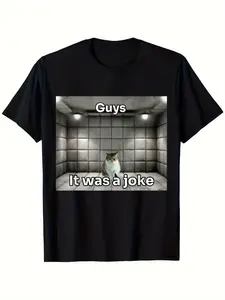Funny Cat T-Shirt Men's Version: This Is a Holiday Party Adult Outfit, Seasonal Celebration Clothing, Playful Seasonal Print, Durable Print Quality, Seasonal Apparel, PLUS SIZE