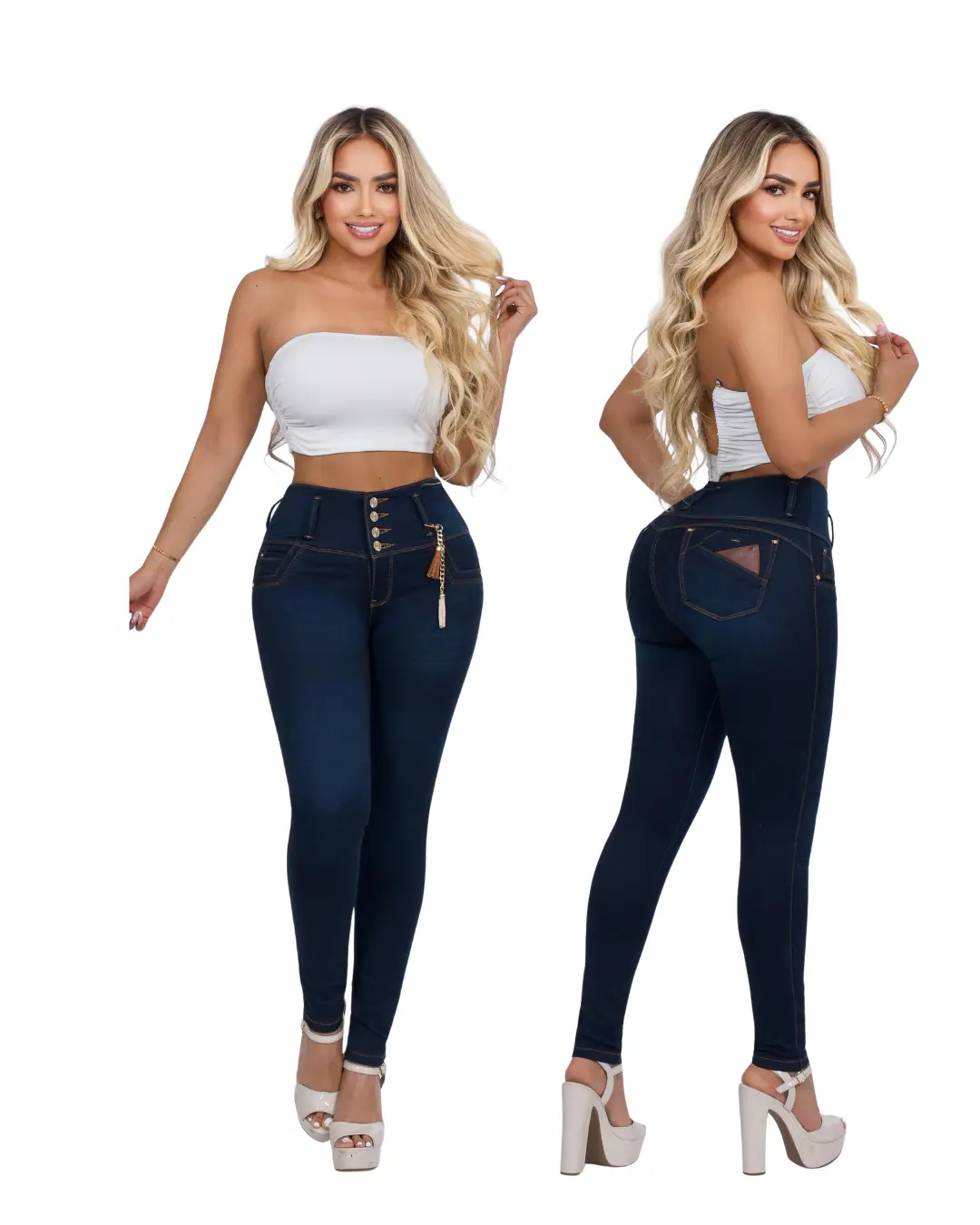 Liana Women's High-Waisted Slim Denim Pants - Colombian Booty-Lifting, Curvy Fit, Body-Shaping Stretch Fabric, Cold-Wash Safe, Ankle Length, All-Season, Easy to Pair with Crop Tops, Streetwear Bottoms, Basic, Trouser, Lady, Tummy Control Jeans