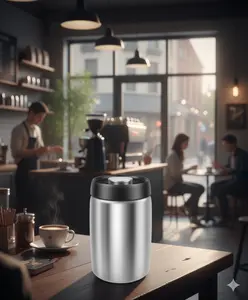 Vacuum Sealed 1200ml Coffee Canister - Stainless Steel Airtight Storage for Fresh Beans And Tea Leaves