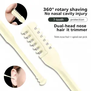 6-piece two-in-one nose hair trimmer, upgraded double-sided nose hair cutter, 360° nostril hair removal tool, easy to clean the nasal cavity without hurting the skin, convenient and compact, unisex, soft cleaning brush (cream color)