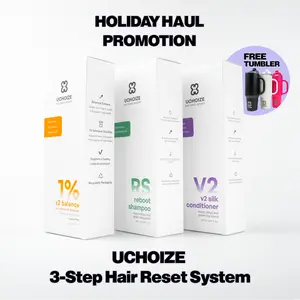 UCHOIZE 3-Step Hair Reset System | Anti-Dandruff Shampoo with 1% Selenium Disulfide + Clarifying Shampoo + Silicone-Free Conditioner | Scalp Care System for Flakes, Itchy Scalp, Oil Control, Frizz-Free, Fresh Citrus & Green Tea Scent, 280ml Each