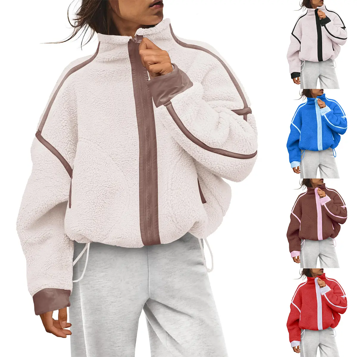 Mundoven Womens Half Zip Fleece Pullover Sherpa Jacket | Quarter Zip Tops, Fuzzy Sweater, Soft Cozy Sweatshirt with Pockets, Winter, Warm Coat, Travel Outfits