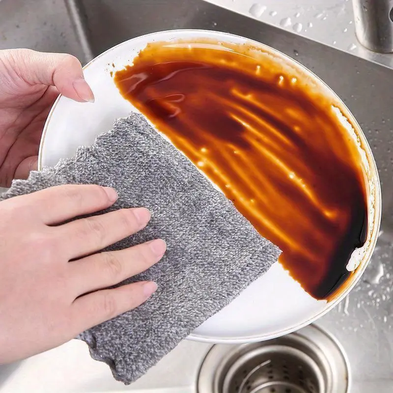 1pc, Bamboo Charcoal Cleaning Cloth, Dishwashing Cloth, Dishcloths for washing dishes, Multifunctional Cleaning Towel, Household Rag, Kitchen Bathroom Cleaning Towel, Durable Absorbent Towel, Window Wiping Cloth, Cleaning Supplies, Cleaning Gadgets