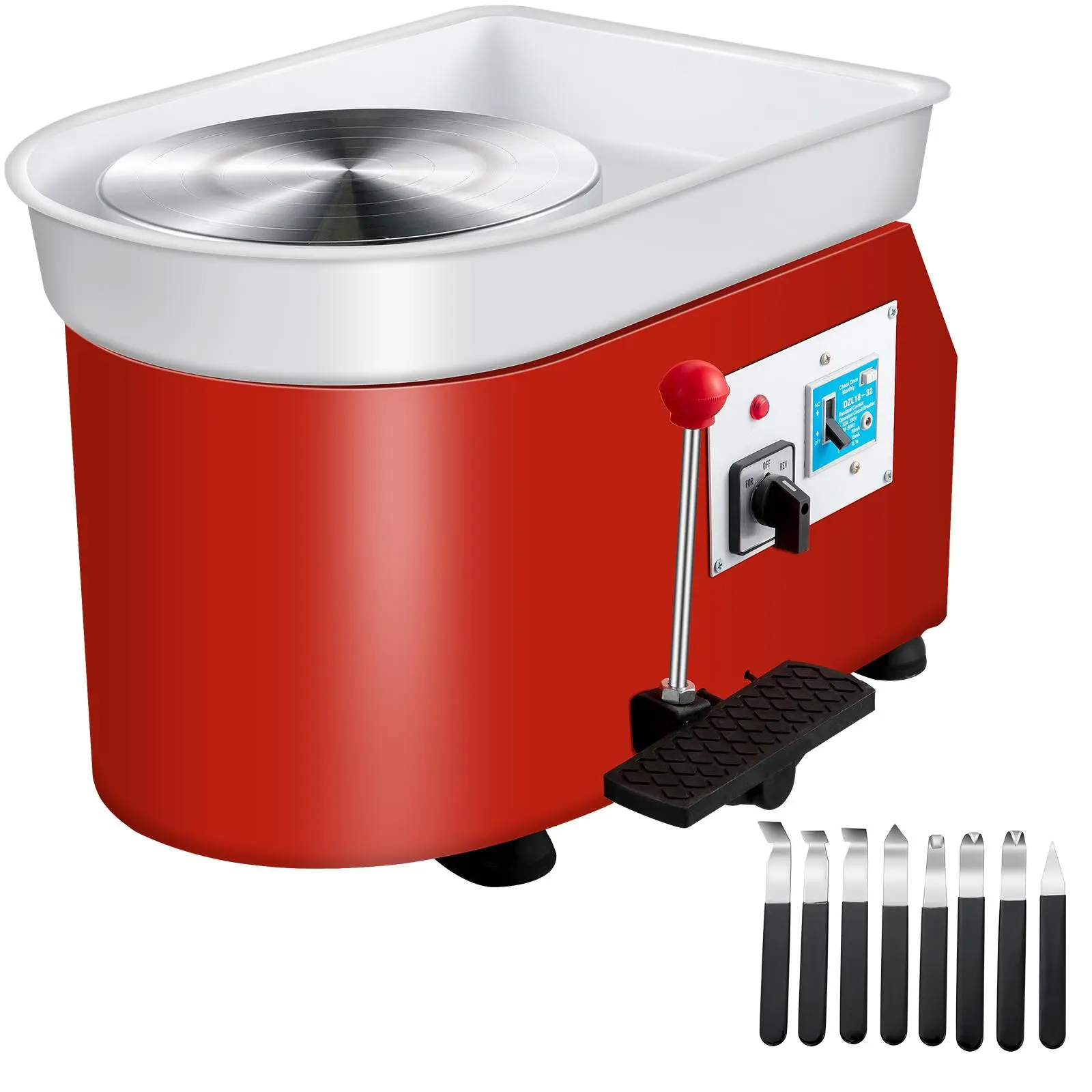 【BackToSchool】VEVOR 25cm Compact Pottery Wheel Machine with Brushless Motor, Rotary Speed 0-300 RPM, Handcraft Ceramic DIY Kit, Manual & Foot Pedal, ABS Basin, Mud Shielding, Removable Installation (DealsForYouDays Promotion) for Art Enthusiasts, School T