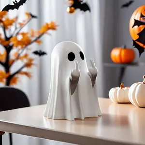 Middle Finger Ghost, Funny Middle Finger Spooky Statue, Halloween Miniature Ghost Figurines, Ghost Statue for Halloween Table Shelf Office Desktop Home Decoration