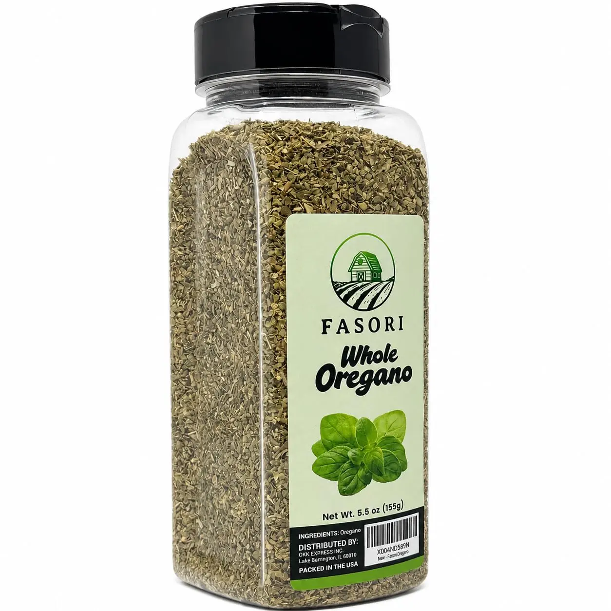 Fasori Dried Oregano Whole Leaves 5.5 oz – Bulk Mediterranean Seasoning | Premium aromatic herb for Italian cooking, pizza, pasta, sauces & soups – resealable jar, no MSG, non-GMO, packed in USA