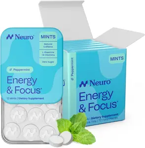 Neuro Peppermint Energy & Focus Mints - Sugar Free with Natural Caffeine, L-theanine, Vitamin B12 & Vitamin B6 Neuro Peppermint Energy & Focus Mints - Sugar Free with Natural Caffeine, L-theanine, Vitamin B12 & Vitamin B6