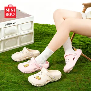 MINISO MashiMaro Hole Slippers, Summer Thick Sole Heightening Non-slip Beach Shoes, Cute Cartoon Casual Outdoor Slides, Fashion Soft Sole Comfort Sandals, Trendy Daily Footwear Gift for Women Girls