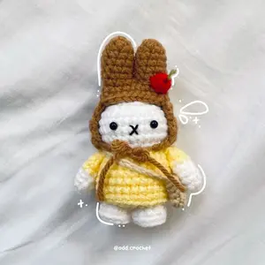 Pudding Miffy Crochet Keychain | Cute Bunny Bag Charm | Handmade Amigurumi