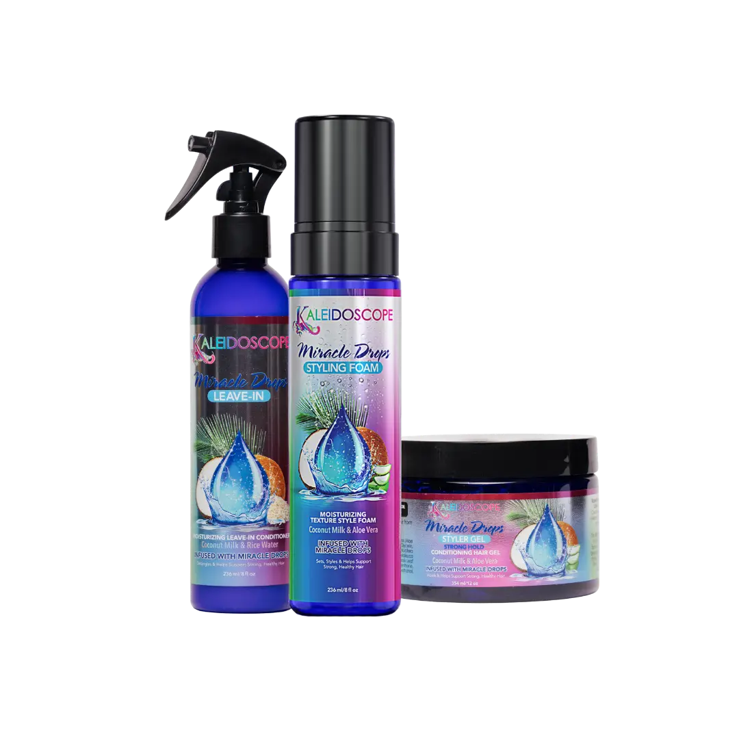 Style without Sacrifice Miracle Drops Leave-in, Styling Foam, Styling Gel Trio