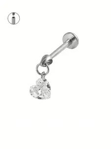 Stainless Steel Heart Pendant Ear Bone Piercing Lip Ring Earring, Perfect for Daily Wear and Gifts, Elegant Jewelry Accessory
