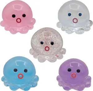 5 Pcs Taba Octopus Squishy for Kids Adults, Big Squid Squishy Toys for Stress Relief, Super Soft Squeeze Fidget Toys