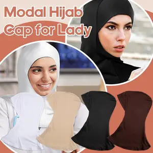 4pcs Modal Hijab Cap Adjustable Muslim Stretchy Turban Full Cover Shawl Cap Full Neck Coverage for Lady, Hijab Cap for Women, Muslim Women Hijab, Hijab for Muslim Women Elegant