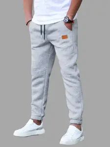 Men's Casual Jogger Pants, Slim Fit Elastic Drawstring Waist Trousers with Leather Patch, Soft Stretch Cuffed Sweatpants for Daily Wear, Streetwear, Running & Lounge