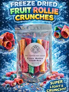 Fruit Rollie Crunches Freeze-Dried Fruit Roll-Ups Crunchy Texture Super Light & Crunchy Snacks