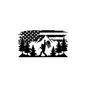 Sasquatch Hiker Decorative Adhesive Sticker with American Flag Design, Kiss-Cut Sticker for Scrapbooking & DIY Projects, Adhesive Stickers Stickers, Decorative Sticker Stickers
