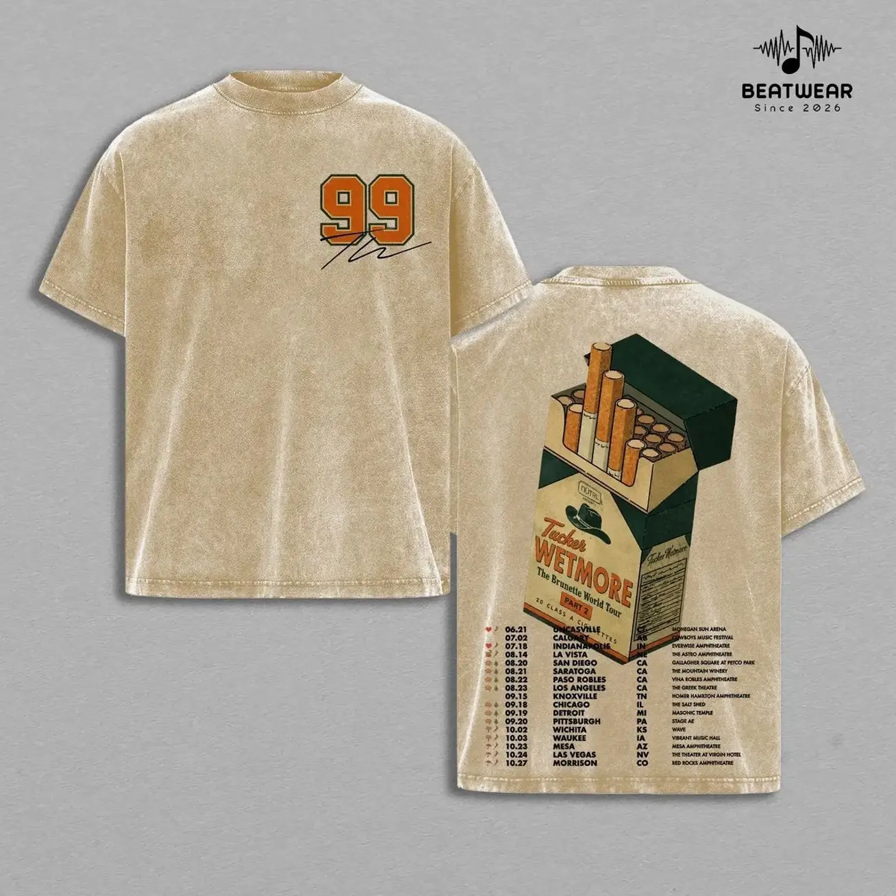 Tucker Wetmore Tour 2026 Washed Vintage T-Shirt V2, Unisex Shirt, Music Artist Tee, Country Music Fan Apparel, Graphic Tee Casual Cotton 0PI