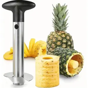 Stainless Steel Pineapple Corer with Recipe eBook One Year Warranty Core Remover Tool Detachable Handle Fast Easy Fruit Cutter Peeler Corer Slicer Durable Multi-Purpose Kitchen Tool