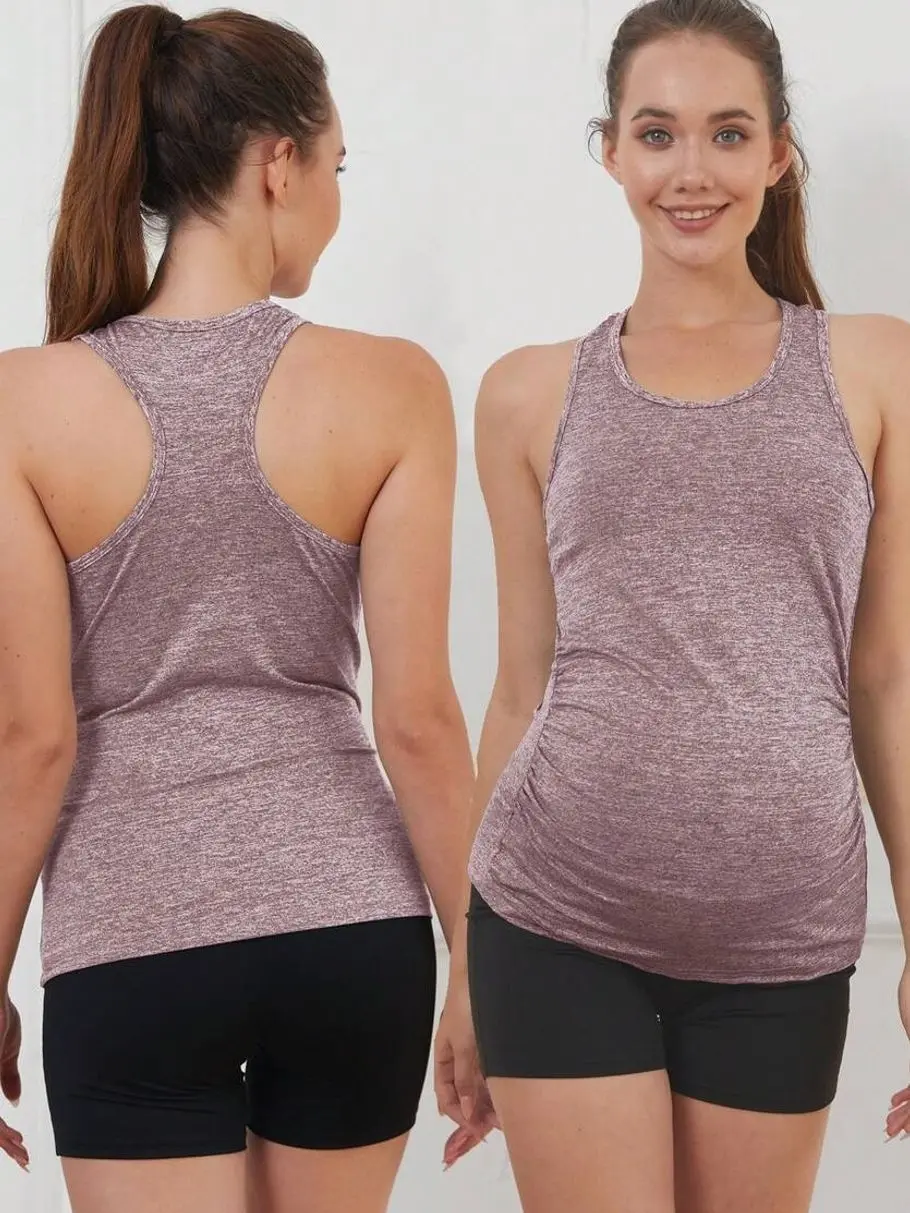 Maternity Sports Tank Top, Sleeveless Breathable Casual Pregnancy Shirt for Fitness