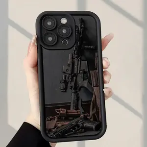 Fashionable Ak Gun Design, Trendy and Popular, Shockproof, Anti-Fingerprint, Full Coverage, Thick Protective Soft Case, Compatible with iPhone 17 16 15 14 13 12 11 PRO MAX PLUS, AIR Mini SE and iPhone XS MAX Anti-Drop Phone Case