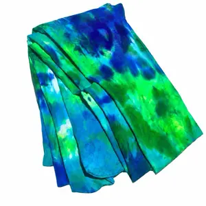 MERMAID REEF  Hand-Dyed Opaque Footed Tights – Neon Aqua Blue Green Tie Dye Pantyhose, Soft Stretch Artistic Hosiery, Ocean Inspired Festival Leggings, Bold Statement Fashion Tights for Layered Everyday Looks XXL