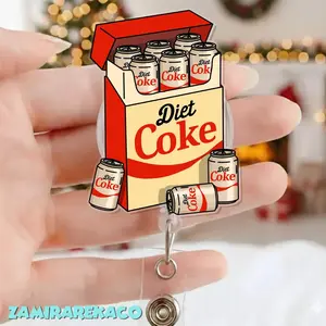 Diet Drink Cigarette Pack Badge Reel, Nurse Badge Reel, Retractable Badge Holder Nurses and Medical Staff, IV Bag Theme
