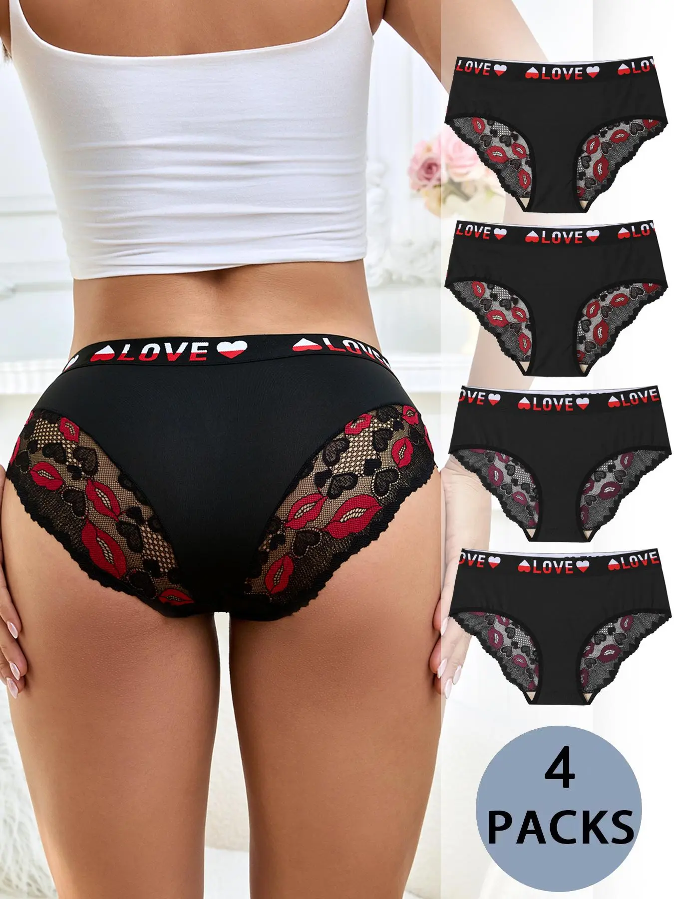 Women's Heart Print Panty, Soft Comfy Breathable Knicker for Daily Wear, Underwear for All Seasons, Fitted Knicker, Fashion Comfy Underwear, Fitted Panties