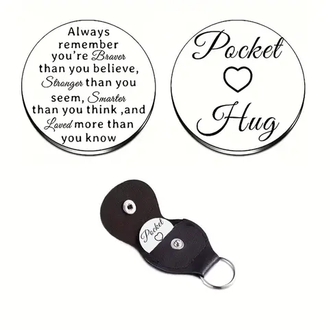 Letter Pattern Personalized Heart Tag Pocket Hug Token Keychain, Stainless Steel Keychain for Men & Women, Trendy All-match & Exquisite Keychain for Birthday Gift