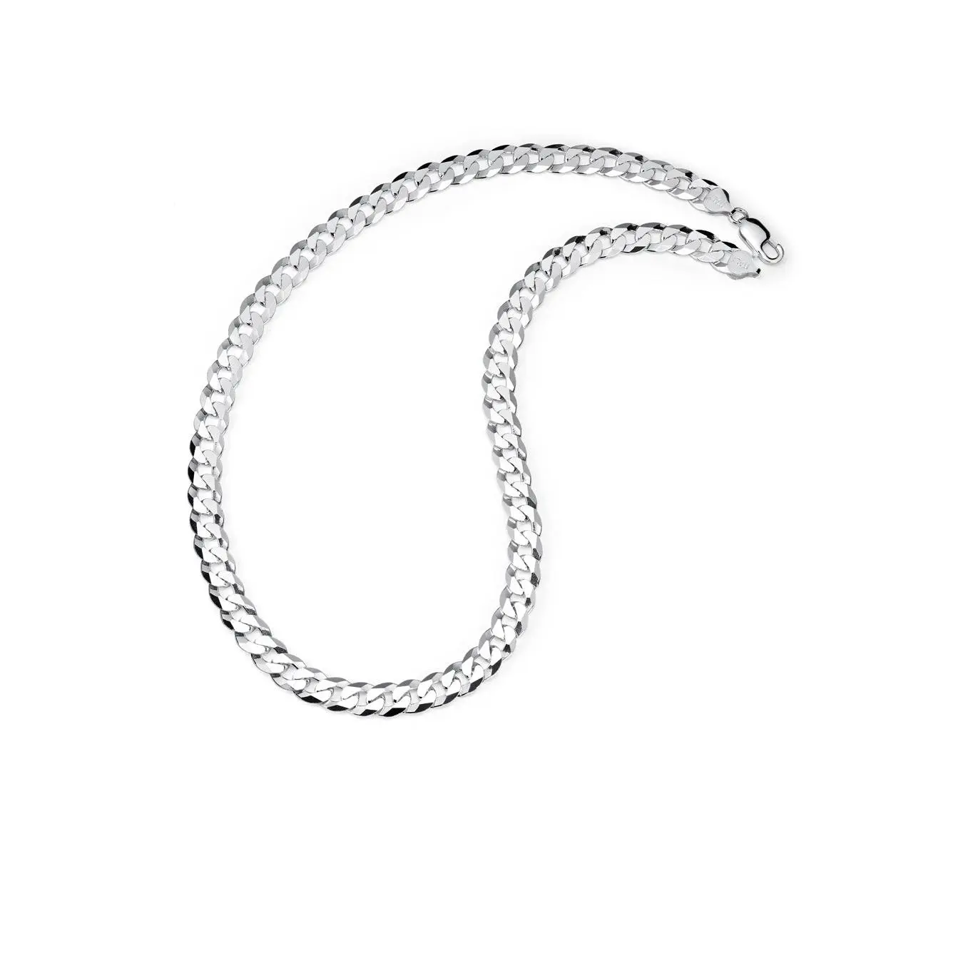 Men's 7MM Sterling Silver 925 Italian Curb Chain Necklace 20" 22" 24" 26" 28" 30"