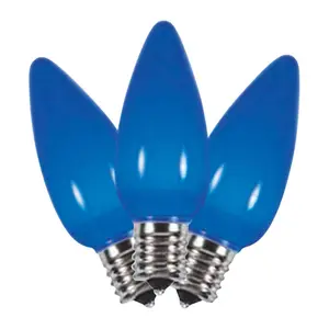 Holiday Bright Lights 9621681 LED C9 Smooth Ceramic Christmas Light Bulbs, Blue, 2 in. - 25 Lights - Pack of 25