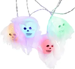 LEONLITE HALLOWEEN SKULL HEAD COLORFUL DECORATION HOLIDAY STRING LIGHT- BATTERY POWERED