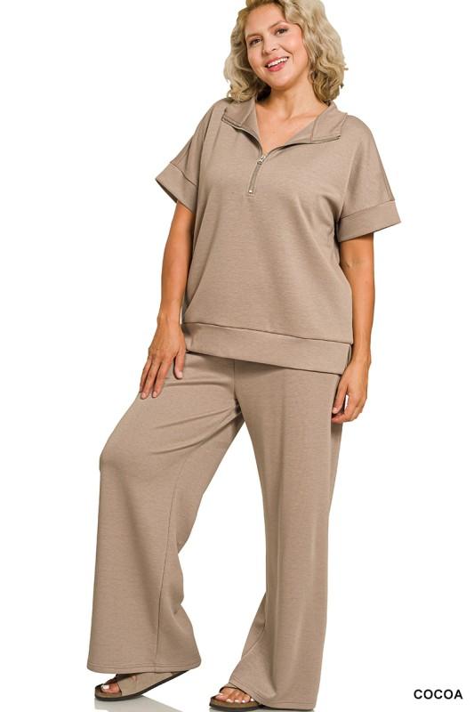 Scuba High Neck Half Zip Top & Pant Set