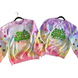 Silly rabbit, cereal, Easter is for Jesus , multi colored tiedye crewneck Tops  Sweatshirts