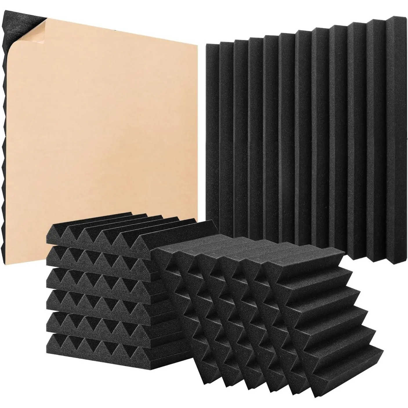 VEVOR Acoustic Foam Panels, 24 Pack 12 x 12 x 2 inches, Adhesive High ...